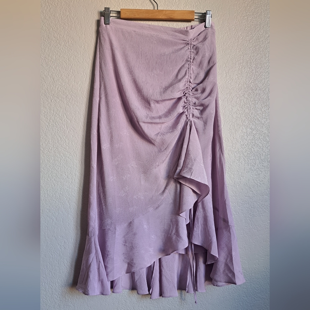Max Studio Lilac Purple Fairy Ruffled Flutter Asymmetric Maxi Skirt Size Medium